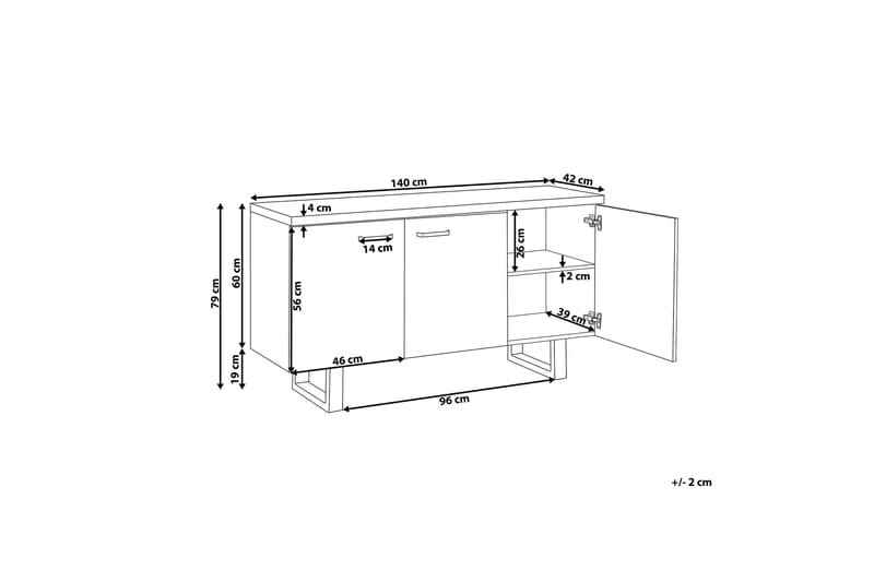 Harvley Skjenk med 3 Dører - Tre/Natur - Oppbevaring - Oppbevaringsmøbler - Sideboard & skjenk