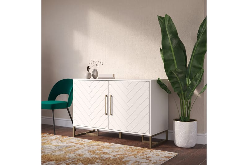 Herringbone Skjenk 122x48 cm Hvit - CosmoLiving - Oppbevaring - Oppbevaringsmøbler - Sideboard & skjenk