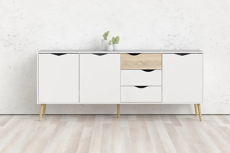 Hostafranc skjenk 40x196 cm - Hvit|Natur - Oppbevaring - Oppbevaringsmøbler - Sideboard & skjenk
