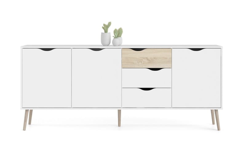 Hostafranc skjenk 40x196 cm - Hvit|Natur - Oppbevaring - Oppbevaringsmøbler - Sideboard & skjenk