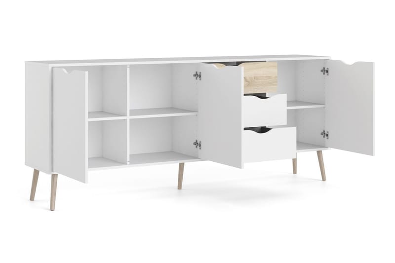 Hostafranc skjenk 40x196 cm - Hvit|Natur - Oppbevaring - Oppbevaringsmøbler - Sideboard & skjenk