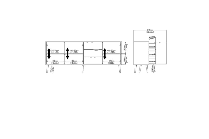 Hostafranc skjenk 40x196 cm - Hvit|Natur - Oppbevaring - Oppbevaringsmøbler - Sideboard & skjenk