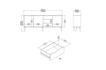 Hostafranc skjenk 40x196 cm - Hvit|Natur - Oppbevaring - Oppbevaringsmøbler - Sideboard & skjenk