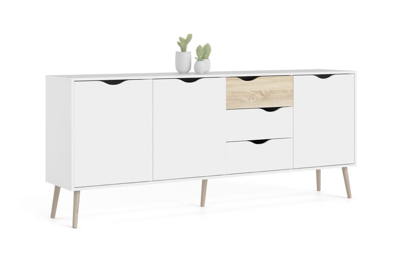 Hostafranc skjenk 40x196 cm - Hvit|Natur - Oppbevaring - Oppbevaringsmøbler - Sideboard & skjenk