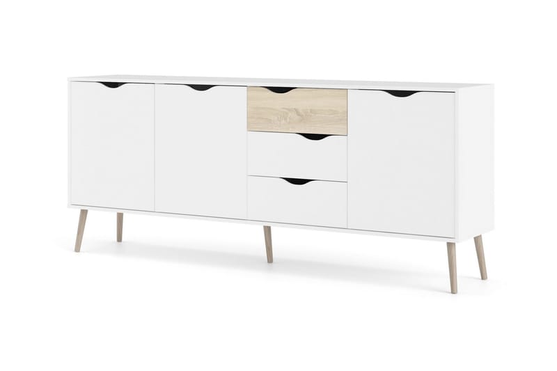 Hostafranc skjenk 40x196 cm - Hvit|Natur - Oppbevaring - Oppbevaringsmøbler - Sideboard & skjenk
