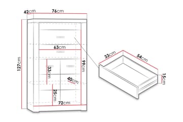 Indianapolis Skjenk 76x42x127 cm - Oppbevaring - Oppbevaringsmøbler - Sideboard & skjenk