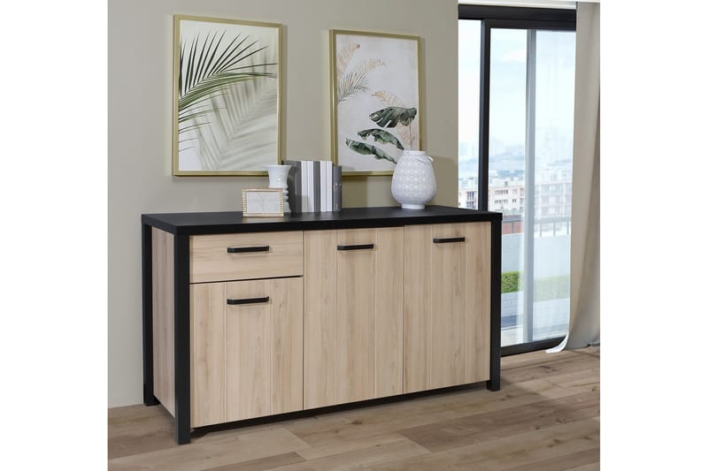 Konitsa Sideboard 52x160 cm - Brun/Svart - Oppbevaring - Oppbevaringsmøbler - Sideboard & skjenk