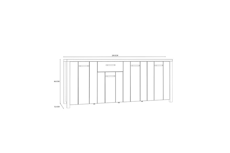 Konitsa Sideboard 52x210 cm - Brun/Svart - Oppbevaring - Oppbevaringsmøbler - Sideboard & skjenk