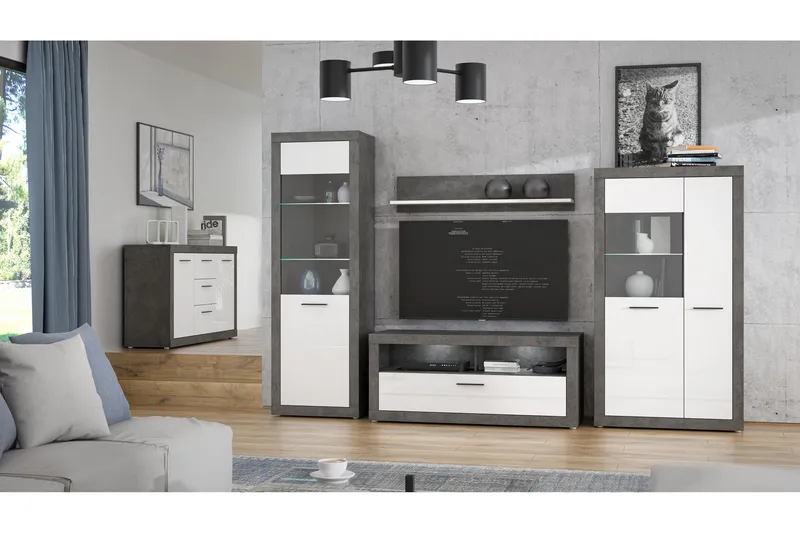 Kranea Sideboard 41x143 cm - Grå/Hvit - Oppbevaring - Oppbevaringsmøbler - Sideboard & skjenk