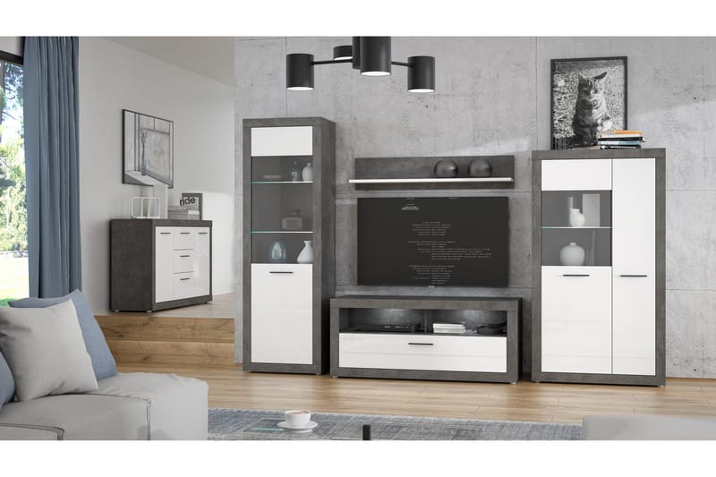 Kranea Sideboard 41x143 cm - Grå/Hvit - Oppbevaring - Oppbevaringsmøbler - Sideboard & skjenk