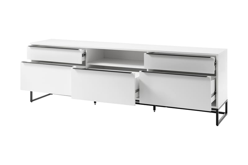 Lowboard Nieco 215 cm - Hvit | Svart - Sideboard & skjenk