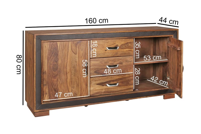Luqman Skjenk 160x44 cm - Brun - Oppbevaring - Oppbevaringsmøbler - Sideboard & skjenk
