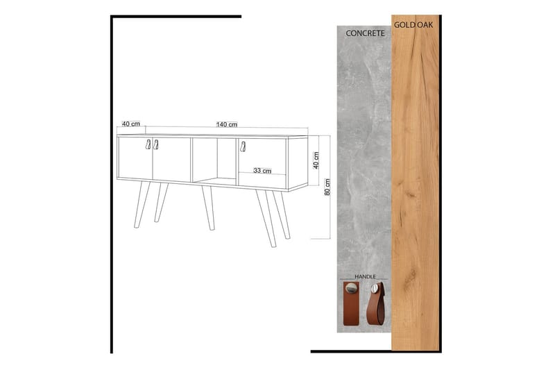 Mod Skjenk 140 cm i Malt Tre - Hvit|Brun - Oppbevaring - Oppbevaringsmøbler - Sideboard & skjenk