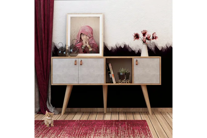 Mod Skjenk 140 cm i Malt Tre - Hvit|Brun - Oppbevaring - Oppbevaringsmøbler - Sideboard & skjenk
