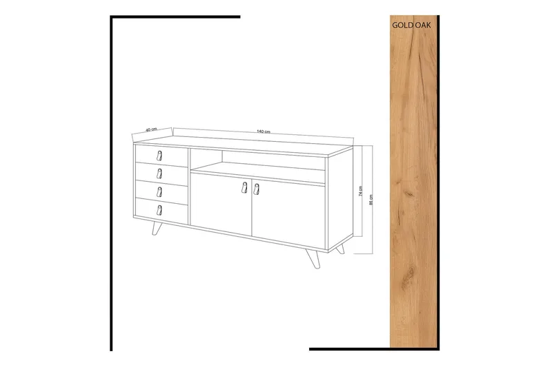 Mod Skjenk i Tre - Hvit|Brun - Oppbevaring - Oppbevaringsmøbler - Sideboard & skjenk