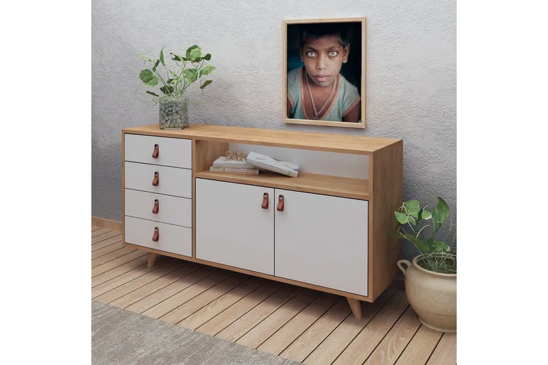 Mod Skjenk i Tre - Hvit|Brun - Oppbevaring - Oppbevaringsmøbler - Sideboard & skjenk