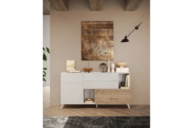 Monaco Skänk 181x42 cm, Hvit/Brun