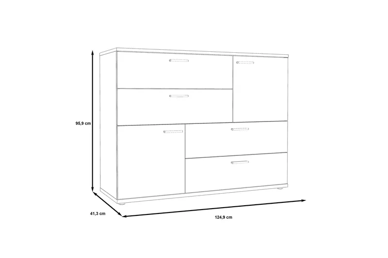 Montert Skjenk 125x96 cm - Grå / Brun - Oppbevaring - Oppbevaringsmøbler - Sideboard & skjenk