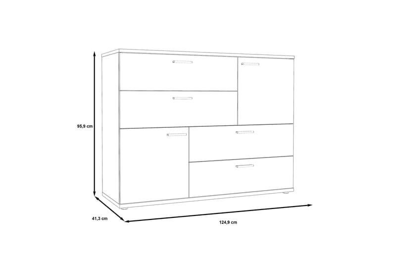Montert Skjenk 125x96 cm - Grå / Brun - Oppbevaring - Oppbevaringsmøbler - Sideboard & skjenk