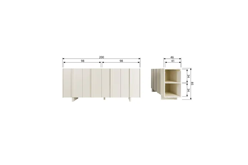 Morya Skjenk 200 cm - Beige - Oppbevaring - Oppbevaringsmøbler - Sideboard & skjenk