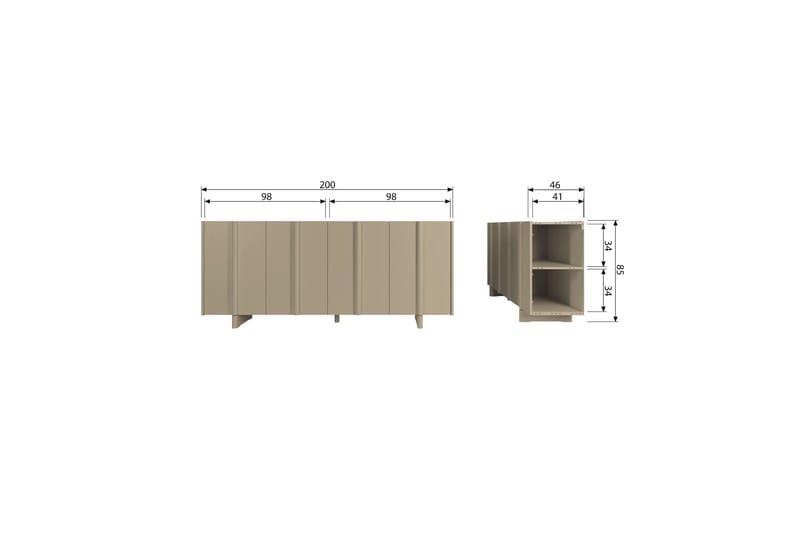 Morya Skjenk 200 cm - Brun - Oppbevaring - Oppbevaringsmøbler - Sideboard & skjenk