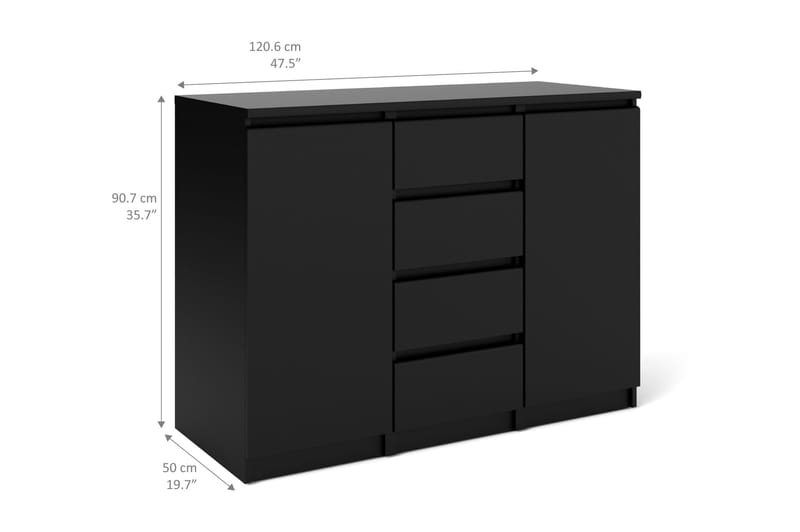 Naia Skjenk 121 cm 2 Dører 4 Skuffer - Mattsvart - Oppbevaring - Oppbevaringsmøbler - Sideboard & skjenk
