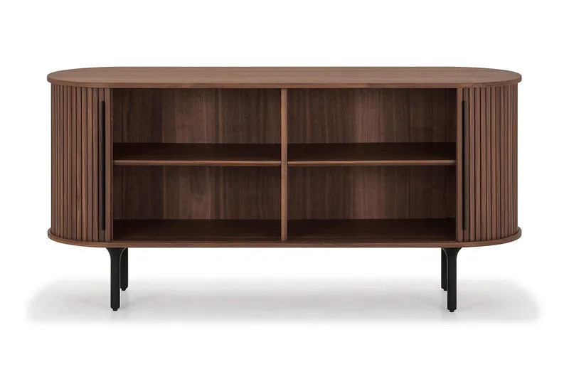 Noira Smalt Sideboard Ribbet Valnøtt 150x45 cm - Valnøtt / Brun - Oppbevaring - Oppbevaringsmøbler - Sideboard & skjenk