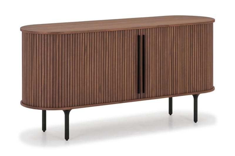 Noira Smalt Sideboard Ribbet Valnøtt 150x45 cm, Valnøtt / Brun