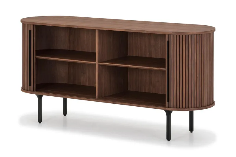Noira Smalt Sideboard Ribbet Valnøtt 150x45 cm - Valnøtt / Brun - Oppbevaring - Oppbevaringsmøbler - Sideboard & skjenk