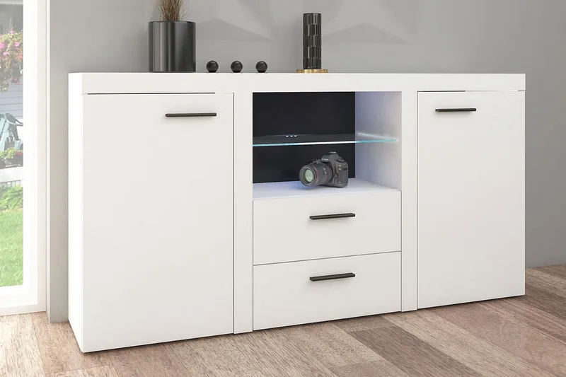 Rumba Skjenk 157x40x81 cm - Hvit - Oppbevaring - Oppbevaringsmøbler - Sideboard & skjenk