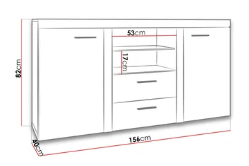 Rumba Skjenk 157x40x81 cm - Hvit - Oppbevaring - Oppbevaringsmøbler - Sideboard & skjenk