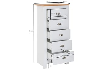 Seddik Sideboard 39 cm Rektangulær - Hvit/Natur - Oppbevaring - Oppbevaringsmøbler - Sideboard & skjenk