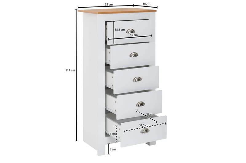 Seddik Sideboard 39 cm Rektangulær - Hvit/Natur - Oppbevaring - Oppbevaringsmøbler - Sideboard & skjenk