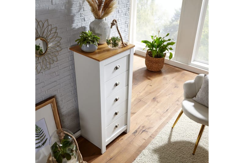 Seddik Sideboard 39 cm Rektangulær - Hvit/Natur - Oppbevaring - Oppbevaringsmøbler - Sideboard & skjenk