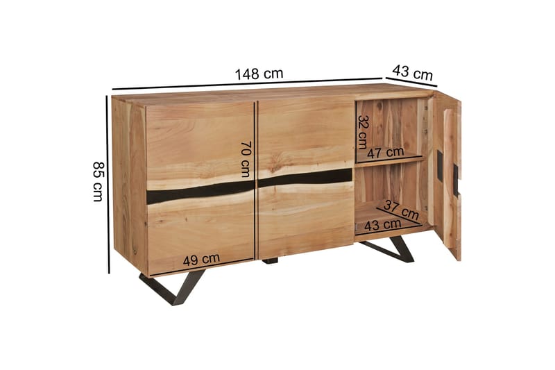 Sideboard & skänk Wohnling Trä, Natur - Oppbevaring - Oppbevaringsmøbler - Sideboard & skjenk
