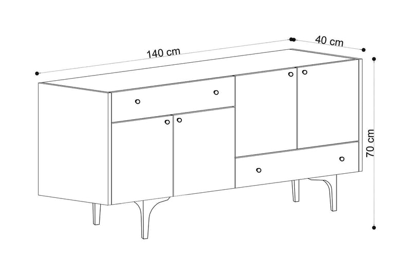 Sideboard 40x140 cm - Natur - Sideboard & skjenk