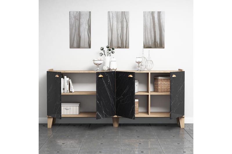 Sideboard 41x182 cm - Natur/Svart - Sideboard & skjenk