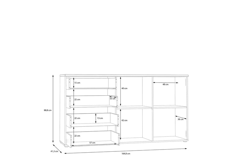 Sideboard Abderas 41x165 cm - Brun/Hvit - Sideboard & skjenk