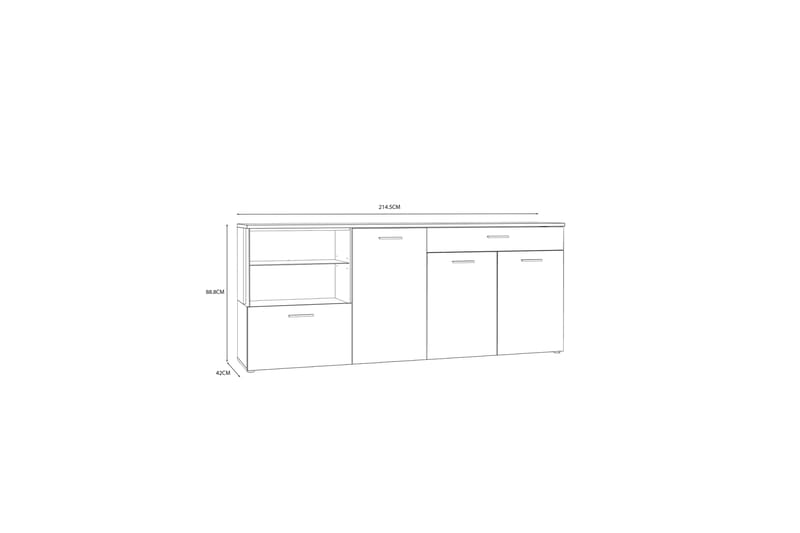 Sideboard Abderas 42x215 cm - Brun/Hvit - Sideboard & skjenk