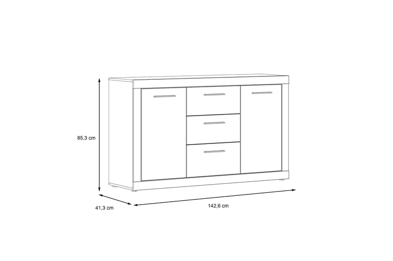 Sideboard Belchin 41x143 cm - Grå/Hvit - Sideboard & skjenk