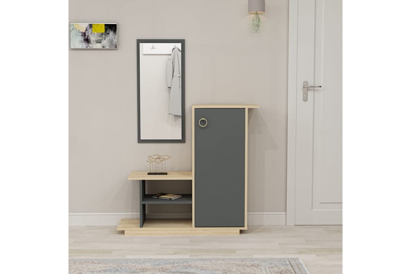 Sideboard Blei 80 cm - Eik|Antrasitt - Sideboard & skjenk