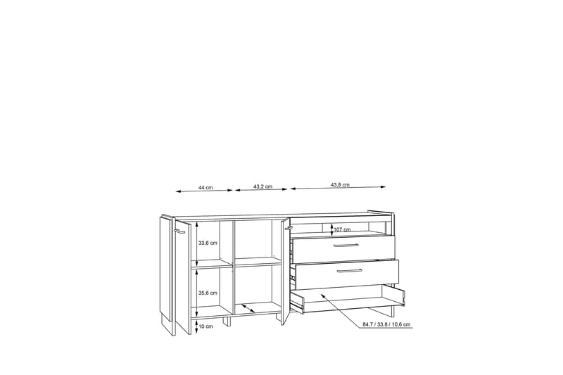 Sideboard Chepelare 41x187 cm - Brun/Svart - Sideboard & skjenk