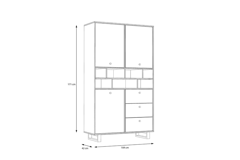 Sideboard Coppin 187x105 cm - Brun/Svart - Sideboard & skjenk