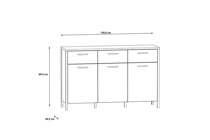 Sideboard Dospat 40x140 cm - Brun/Svart - Sideboard & skjenk