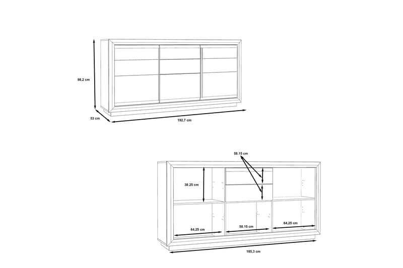 Sideboard Dupnica 53x193 cm - Brun/Hvit - Sideboard & skjenk