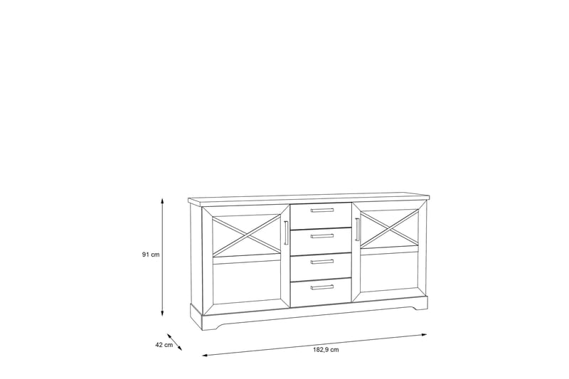 Sideboard Feres 42x183 cm - Hvit - Sideboard & skjenk