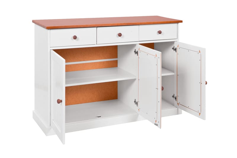 Sideboard Gambier 130 cm - Hvit/Natur - Oppbevaring - Oppbevaringsmøbler - Sideboard & skjenk