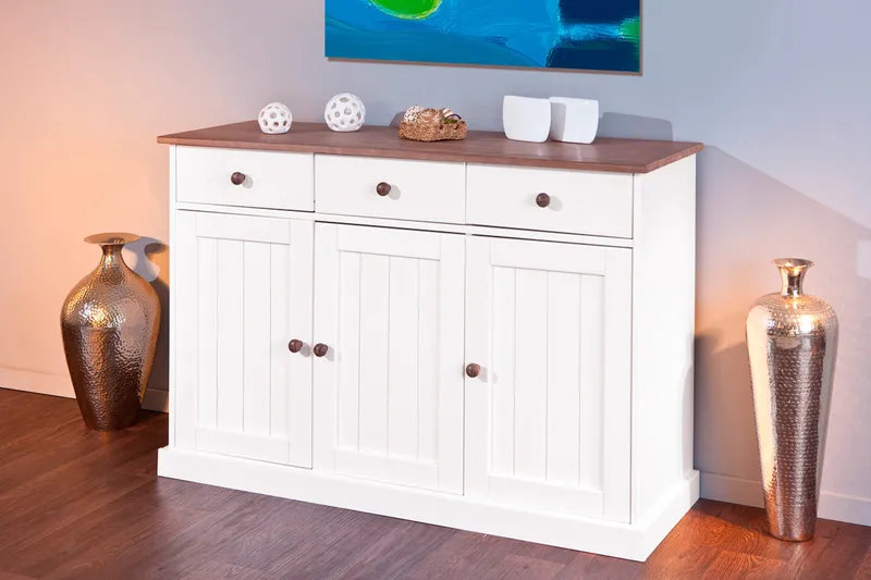 Sideboard Gambier 130 cm - Hvit/Natur - Oppbevaring - Oppbevaringsmøbler - Sideboard & skjenk
