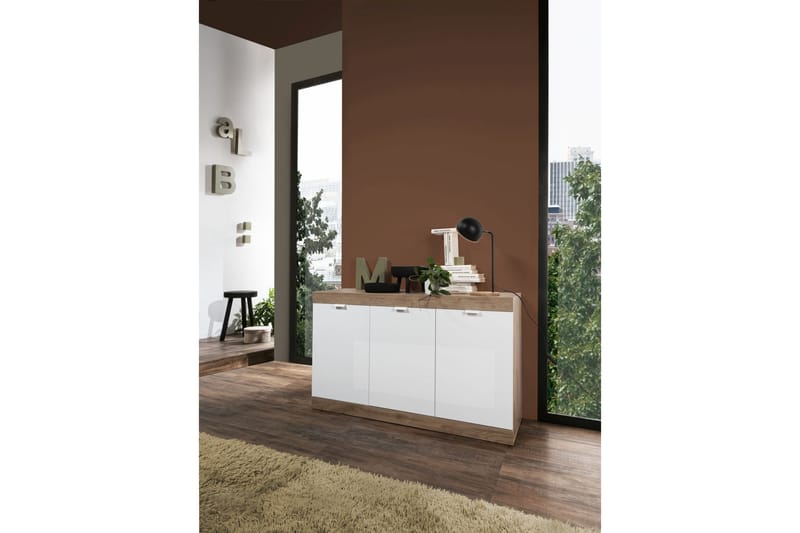 Sideboard Nickero 135 cm - Hvit/Brun - Sideboard & skjenk