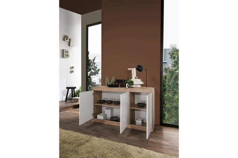 Sideboard Nickero 135 cm - Hvit/Brun - Sideboard & skjenk